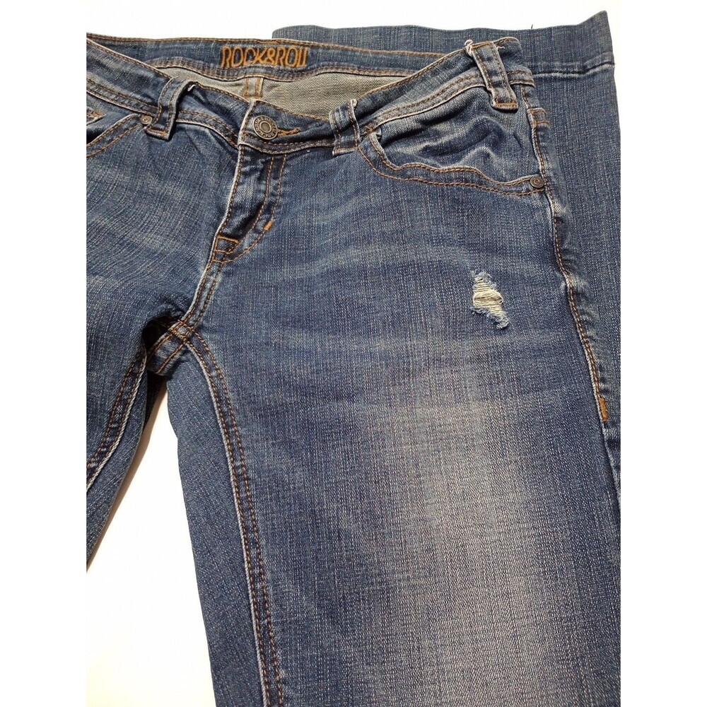 Rock & Roll Cowgirl Jeans Womens 31x34 Trouser Flare Dark Wash - Picture 9 of 16